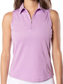 Golftini Ladies & Plus Size Sleeveless Zip Tech Golf Polo Shirts - Lavender