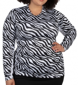 Nancy Lopez Ladies & Plus Size Aspiration Long Sleeve Print Golf Shirts - CARIBBEAN (Black/White)