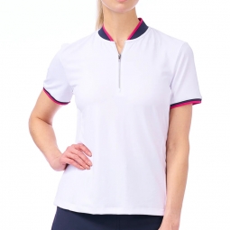 SPECIAL Nivo Ladies Adrianna Short Sleeve Mock Golf Shirts - White