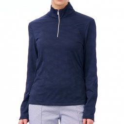 SPECIAL Nivo Ladies Maida Long Sleeve Mock Golf Shirts - Navy Blue