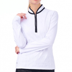 Nivo Ladies Marissa Long Sleeve Mock Golf Shirts - White