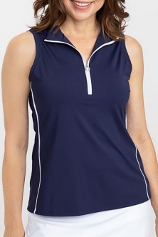 Kinona Ladies & Plus Size Keep It Covered Sleeveless Golf Shirts - Hanapepe/Kapa'a (Navy Blue)