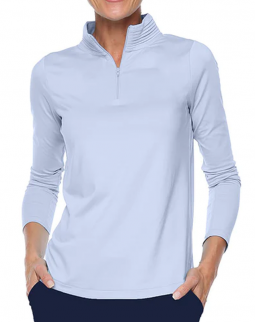 Belyn Key Ladies BK Long Sleeve Mock Golf Shirts - EMPIRE STATE (Ice)
