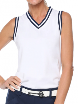 Belyn Key Ladies Varsity Shell Sleeveless Golf Shirts - ESSENTIALS (Chalk)