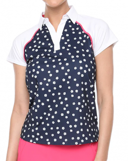 Belyn Key Ladies Action Cap Sleeve Print Golf Polo Shirts - NOTTING HILL (Floral Toss Print)