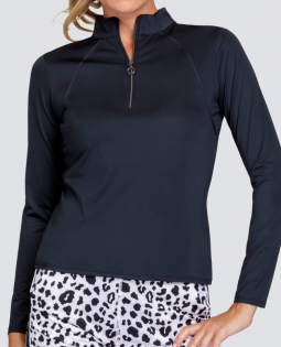 Tail Ladies & Plus Size Amelia Long Sleeve Mock Tennis/Golf Shirts - FUN IN THE SUN (Onyx Black)