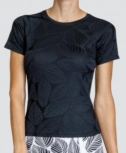 Tail Ladies Pema Short Sleeve Print Tennis/Golf Shirts - ESSENTIALS (Fading Leaves Onyx)