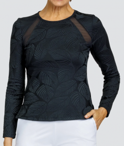 Tail Ladies Floria Long Sleeve Print Tennis/Golf Shirts - ESSENTIALS (Fading Leaves Onyx)
