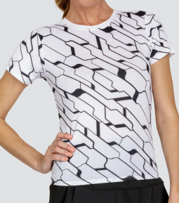 Tail Ladies Alcott Short Sleeve Print Tennis/Golf Shirts - ESSENTIALS (Cascade Geo Chalk)