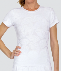 Tail Ladies Oriana Short Sleeve Tennis/Golf Shirts - WHITES (Fading Leaves Chalk)