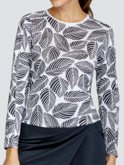 Tail Ladies Melba Long Sleeve Print Tennis/Golf Shirts - ESSENTIALS (Botanical Leaves)