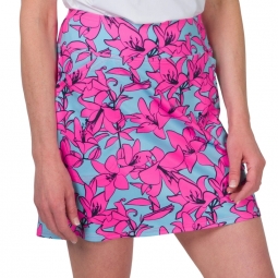 JoFit Ladies & Plus Size 17" Mina Pull On Golf Skorts - Pink Señorita (Wild Orchid Print)