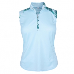Monterey Club Ladies & Plus Size Fairway Stripe Print Sleeveless Golf Shirts - Assorted Colors