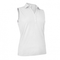 Monterey Club Ladies & Plus Size Solid Texture Sleeveless Golf Polo Shirts - White & Cardinal Red