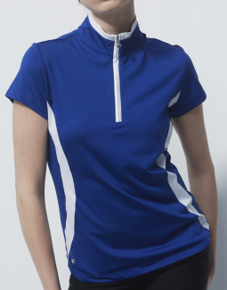 Daily Sports Ladies & Plus Size VICHY Cap Sleeve Zip Golf Shirts - Spectrum Blue