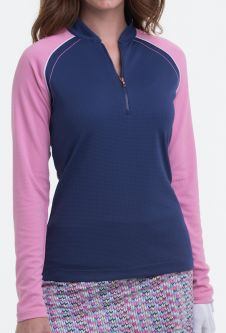 SPECIAL EP New York (EPNY) Ladies Long Sleeve Zip Golf Shirts - PICTURE PERFECT (Inky Multi)