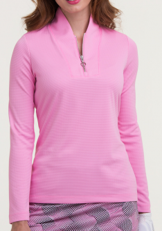 SPECIAL EP New York (EPNY) Ladies Long Sleeve Shawl Collar Golf Pullovers - ON THE DOT (Rosebud)