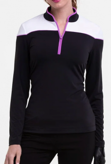 EP New York (EPNY) Ladies Long Sleeve Zip Golf Shirts - SPECIAL EFFECTS (Black Multi)