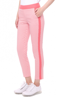 Swing Control Ladies CORAL BOLTS TECHNO 28" Pull On Print Golf Ankle Pants - White Coral Print