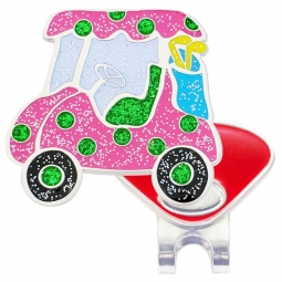 Navika Glitzy Ball Marker with Hat Clip - Pink Sparkly Cart