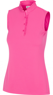 Greg Norman Ladies & Plus Size Ruffle Collar Sleeveeless Button Golf Shirts - ESSENTIALS (Assorted)