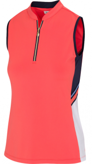 Greg Norman Ladies ML75 Cabana Sleeveless Zip Golf Shirts - VERANDA (Clementine)