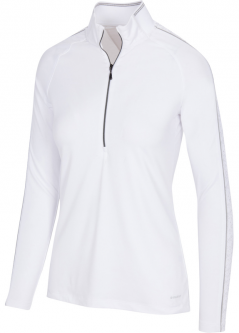 Greg Norman Ladies & Plus Size Helene Solar XP Long Sleeve ½-Zip Golf Shirts  - ASTRAL (White)