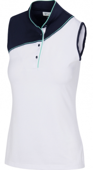 Greg Norman Ladies ML75 La Palma Sleeveless Golf Shirts - CAYMAN PARADISE (White)