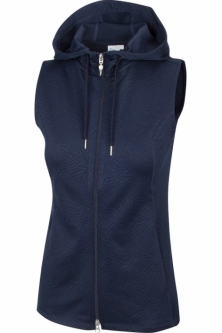 Greg Norman Women's Plus Size Jaquard Hooded Golf Vests - ESSENTIALS (Navy Blue)