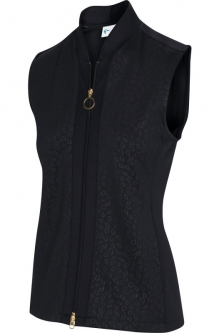 SPECIAL Greg Norman Ladies Teodoro Sleeveless Print Golf Vests - ESSENTIALS (Black)