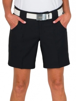 JoFit Ladies 7.5" Inseam Belted Zip Front Golf Shorts - Essentials (Black)