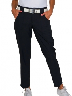 JoFit Ladies 28" Inseam Belted Cropped Zip Front Golf Pants - Essentials (Black)