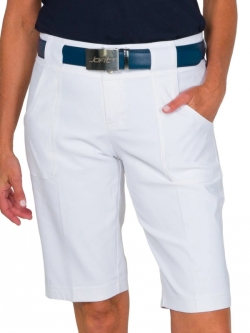 JoFit Ladies Belted Bermuda Zip Front Golf Shorts - Essentials (White)
