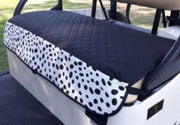 GolfChic Bags Ladies Golf Cart Seat Covers - Black Quilt w/ Black & White Dalmatian Print Trim