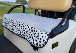 GolfChic Bags Ladies Golf Cart Seat Covers - Silver Grey Quilt w/ Black & White Dalmatian Print Trim