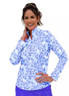 Kenny Dana Ladies Long Sleeve Golf Shirts - Kat Blue Tonal