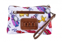 Sydney Love Ladies Golf Bags and Trophies Print Cosmetic Wristlet with Tee Holder (White)