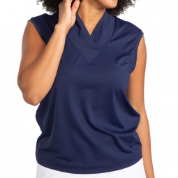 Kinona Ladies & Plus Size Light and Lovely Sleeveless Golf Shirts - Kekaha/Kapa'a (Navy Blue)