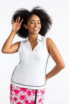 Kinona Ladies Bogey Round Sleeveless Golf Shirts - White