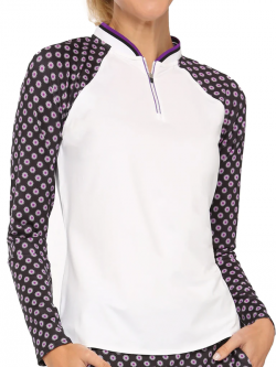 Belyn Key Ladies Sabrina Long Sleeve Zip Golf Shirts - WILD ORCHID (Chalk/Orchid Night)