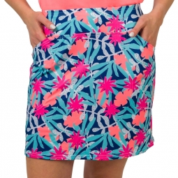 JoFit Ladies & Plus Size 17" Mina Pull On Golf Skorts - Fizzy Mimosa (Aloha Print)
