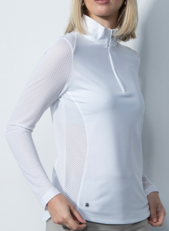 Daily Sports Ladies & Plus Size BRINDISI Long Sleeve Half Neck Golf Shirts - White