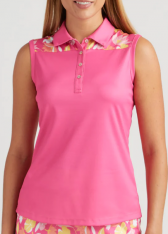 SALE Bermuda Sands Ladies & Plus Size Adrienne Sleeveless Golf Polo Shirts - Pink Flamingo