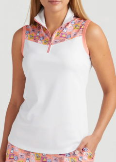 SALE Bermuda Sands Ladies & Plus Size Courtney Sleeveless Golf Shirts - White