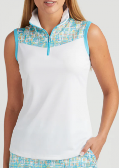 SALE Bermuda Sands Ladies & Plus Size Gail Sleeveless Golf Shirts - White