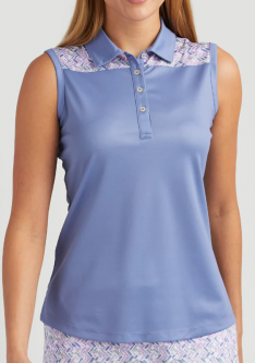 SALE Bermuda Sands Ladies Karina Sleeveless Golf Polo Shirts - Slate Blue