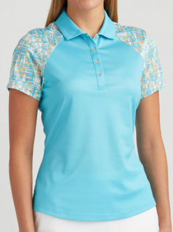 SALE Bermuda Sands Ladies Lynn Short Sleeve Golf Polo Shirts - Azure
