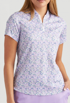 SALE Bermuda Sands Ladies Indie Short Sleeve Print Golf Shirts - Aster