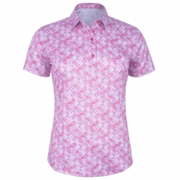 Monterey Club Ladies & Plus Size Small Rhombus lattice Print S/S Golf Polo Shirts - Asstd Colors