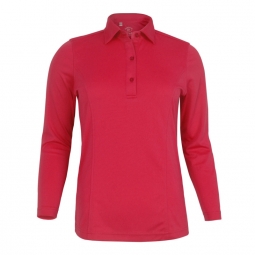 Monterey Club Ladies & Plus Size Solid Tailored Collar Long Sleeve Golf Polo Shirts - Asstd Colors